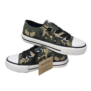 Weestep Kids Block Camoflauge Canvas Low Top Lace Sneakers Camo Green Size 10